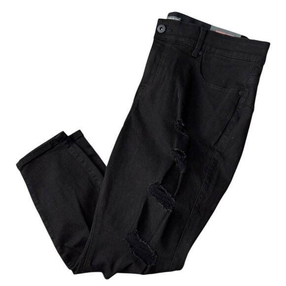 TORRID NWT Bombshell Stretch Skinny Jeans Destructed High Rise Black Size 20XS - Picture 10 of 11